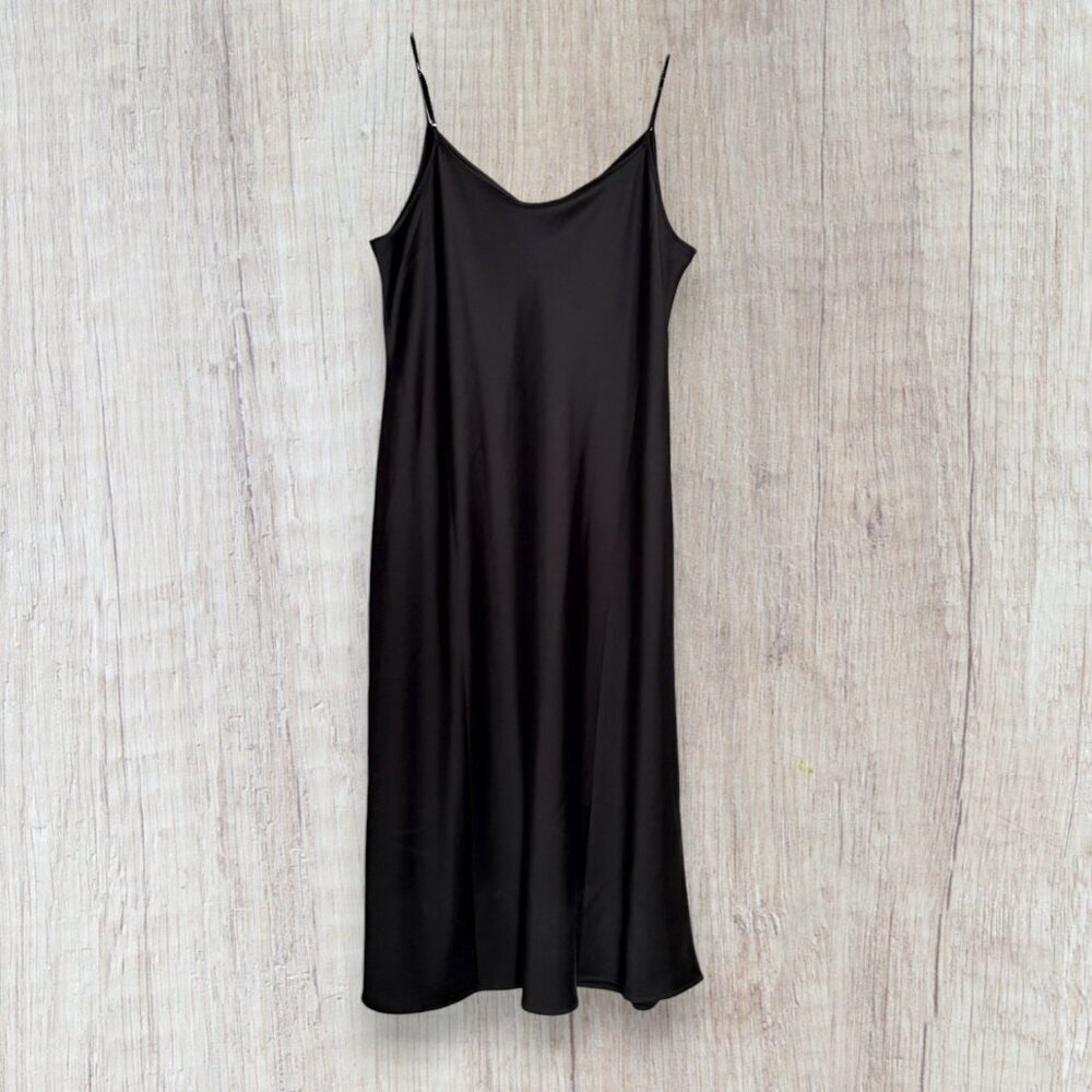 House of Harlow 1960 Black Slip Dress XL Satin Bias Cut Minimalist Chic NWT - Picture 4 of 5